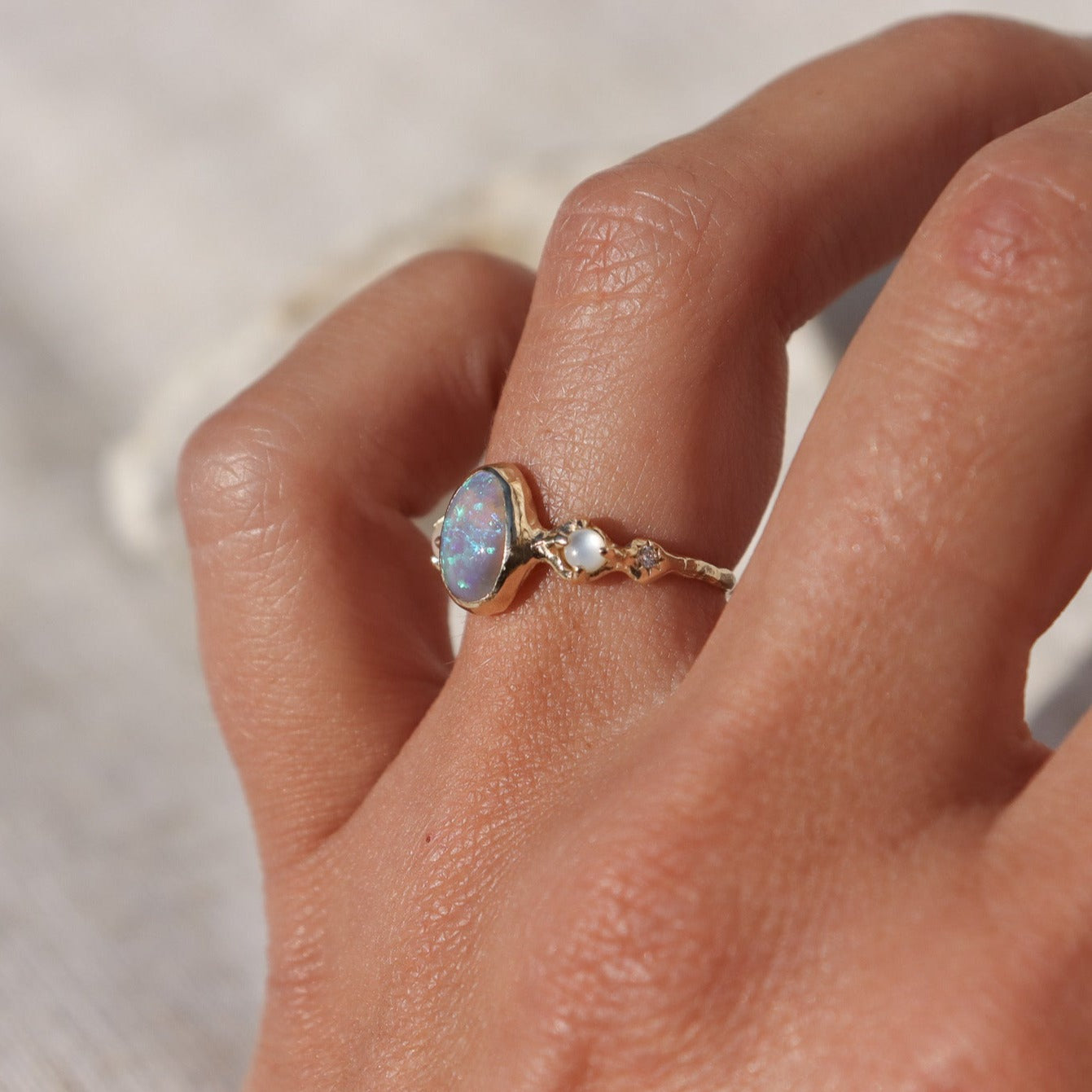 Nerida Ring | Opal, MOP, Diamonds, 14k Gold