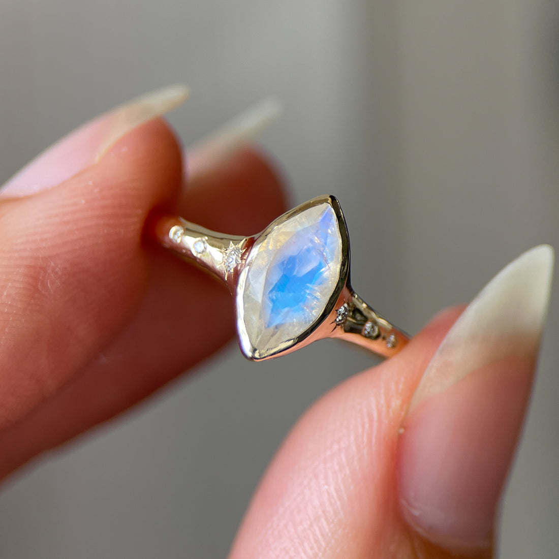Custom Moonstone Engagement Ring