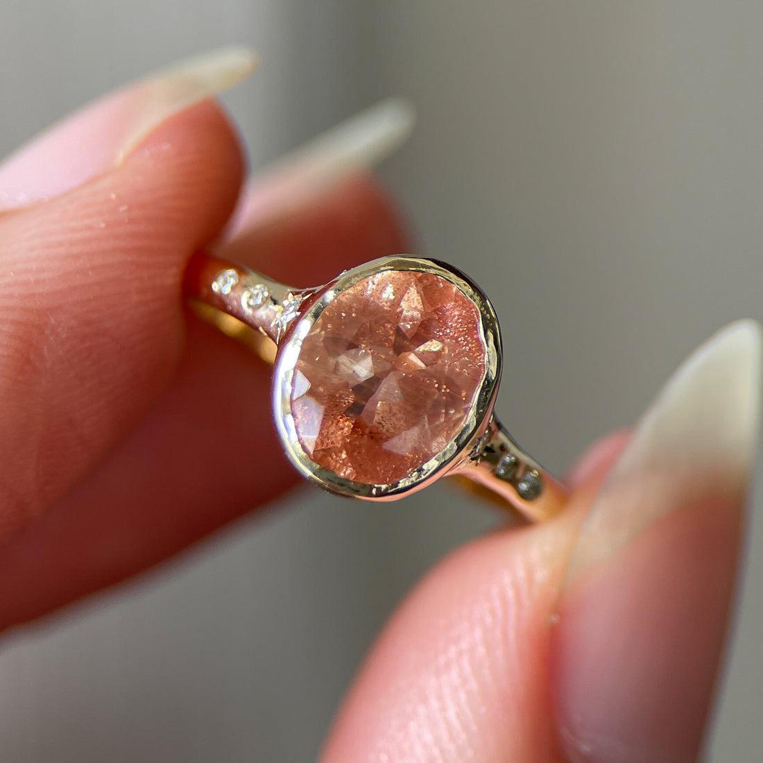 Custom Oregon Sunstone Engagement Ring