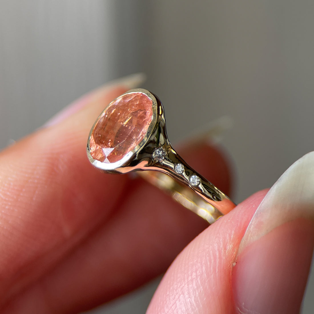 Custom Oregon Sunstone Engagement Ring