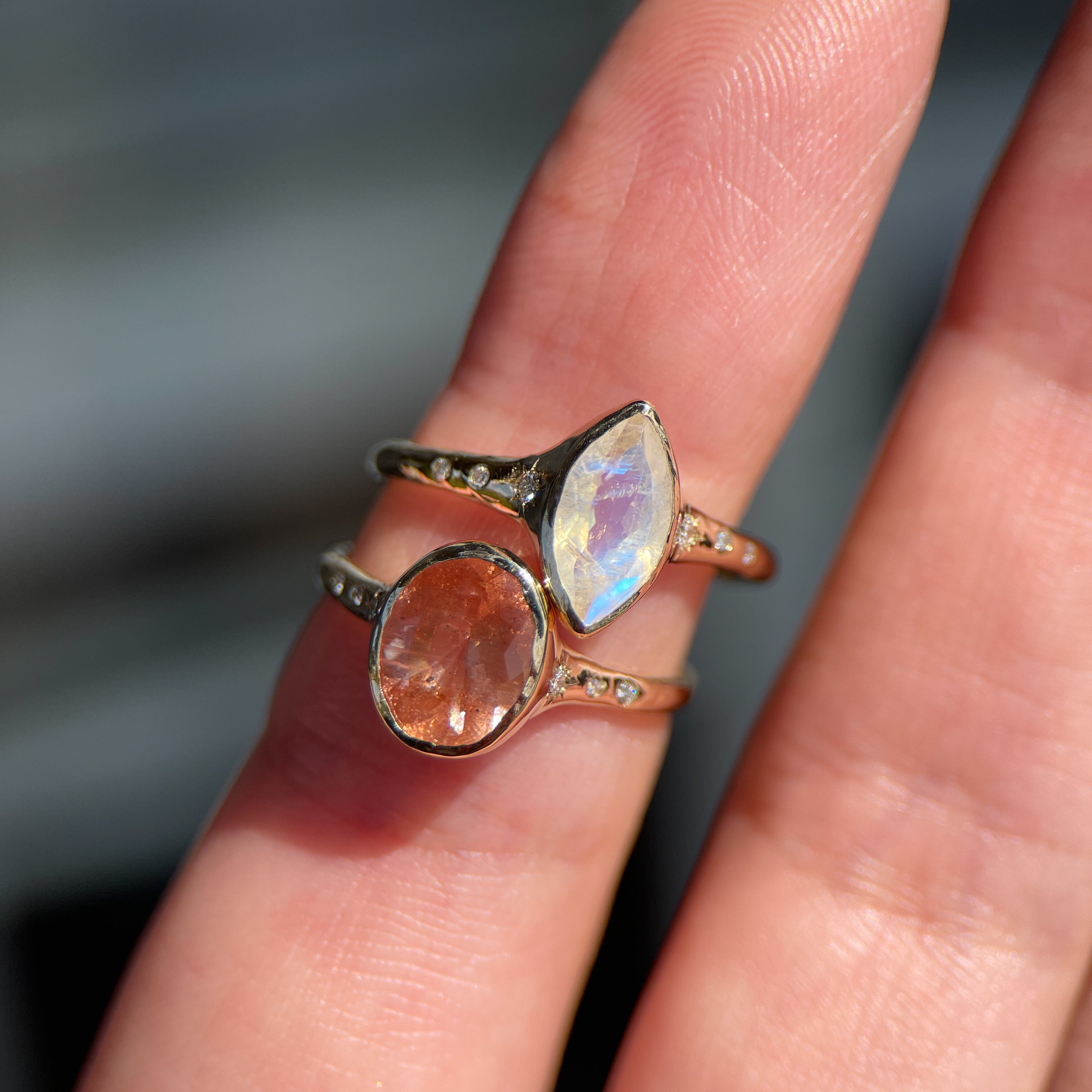 Custom Oregon Sunstone Engagement Ring