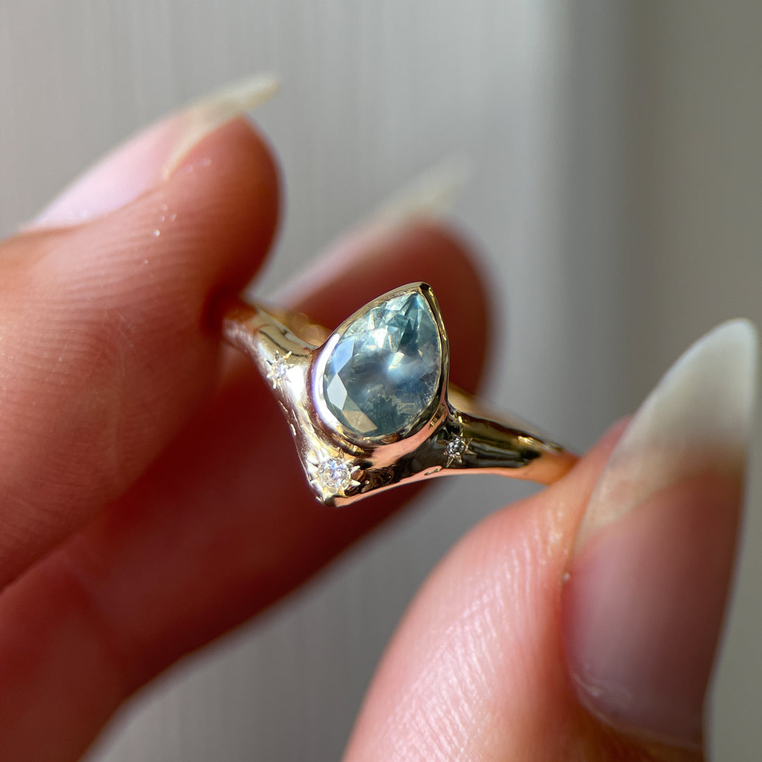 Custom Montana Sapphire Reign of Light Ring