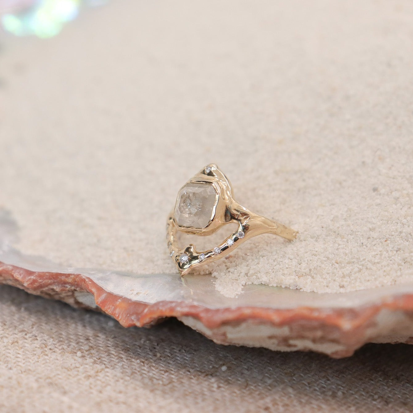 Starfall Ring | Icy Diamond and White Diamonds, 14k Gold