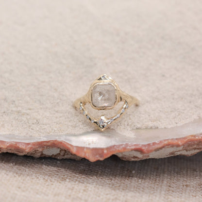 Starfall Ring | Icy Diamond and White Diamonds, 14k Gold