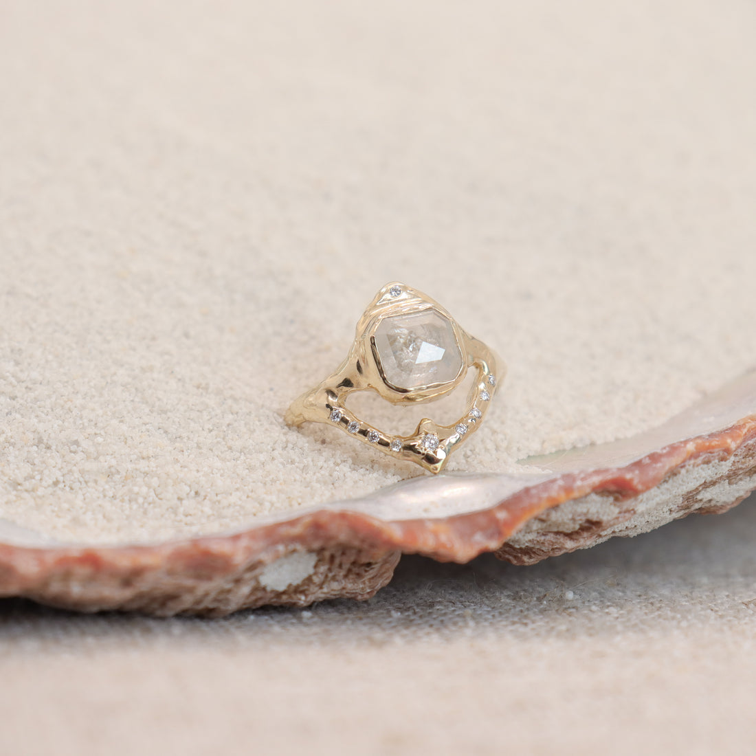 Starfall Ring | Icy Diamond and White Diamonds, 14k Gold