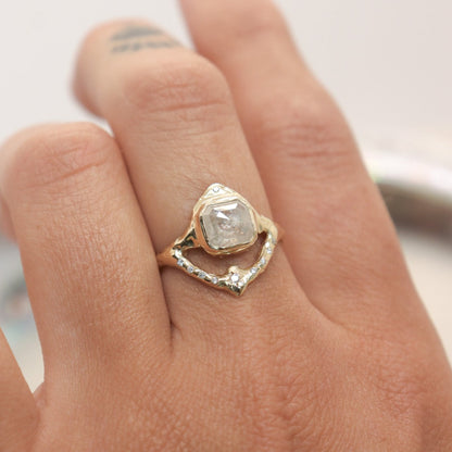 Starfall Ring | Icy Diamond and White Diamonds, 14k Gold