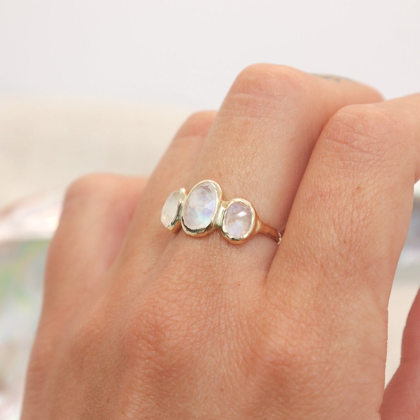 Trio Ring | Moonstone, 14k Gold