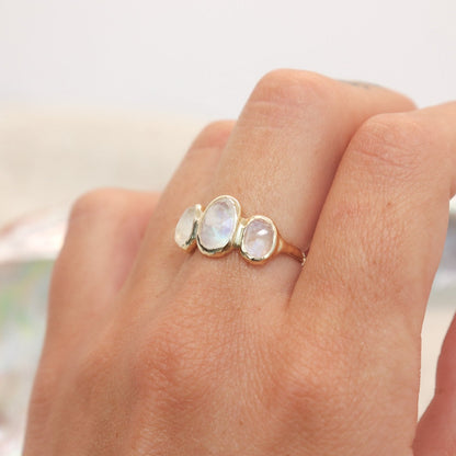 Moonstone Trio Ring | 14k Gold