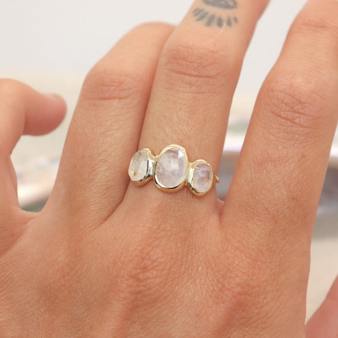 Moonstone Trio Ring | 14k Gold