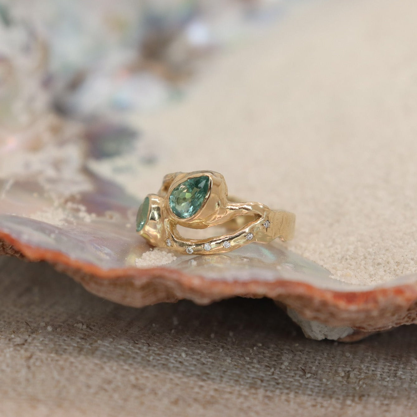 Atlantean Tides | Paraiba Tourmaline, Diamonds, 14k Gold