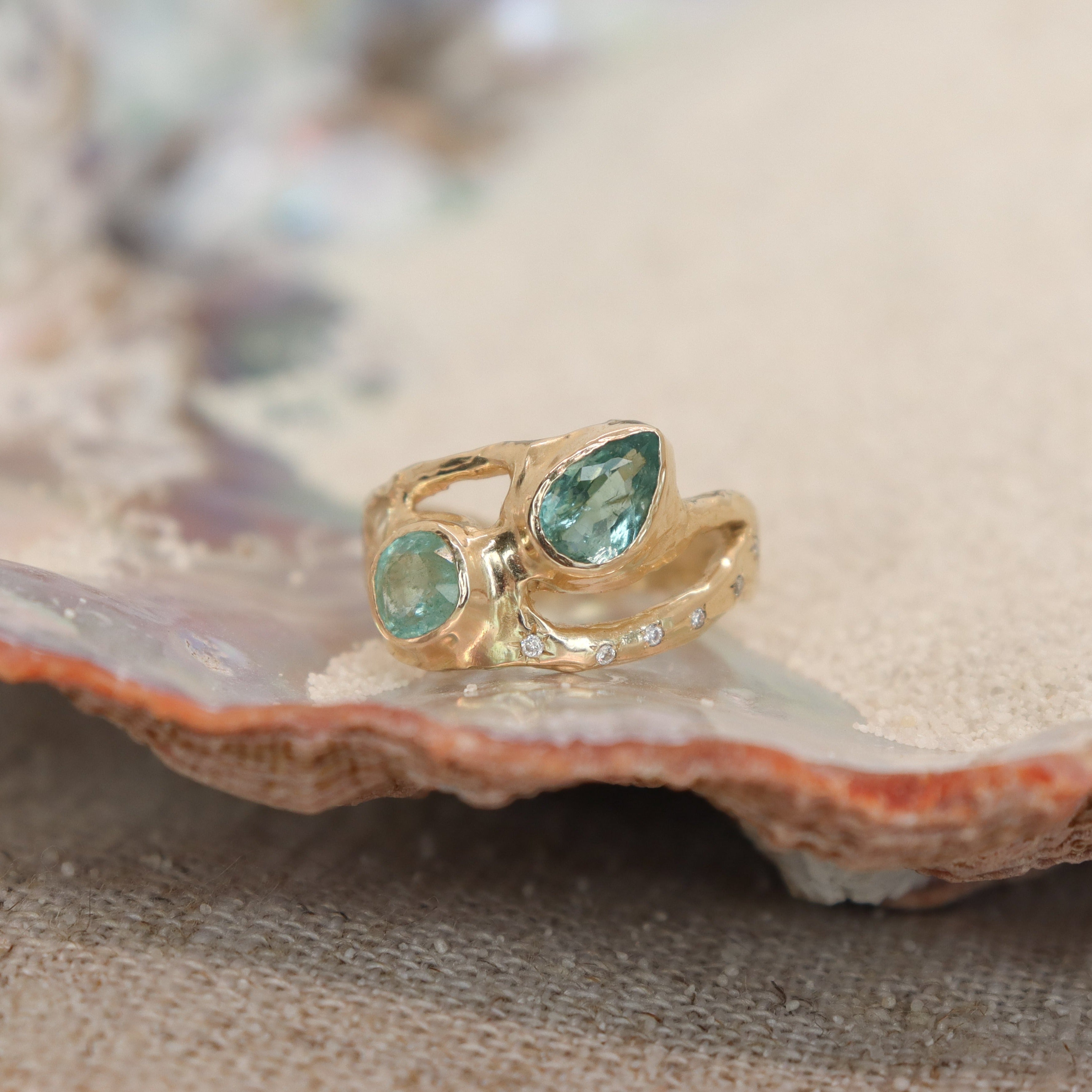 Atlantean Tides | Paraiba Tourmaline, Diamonds, 14k Gold