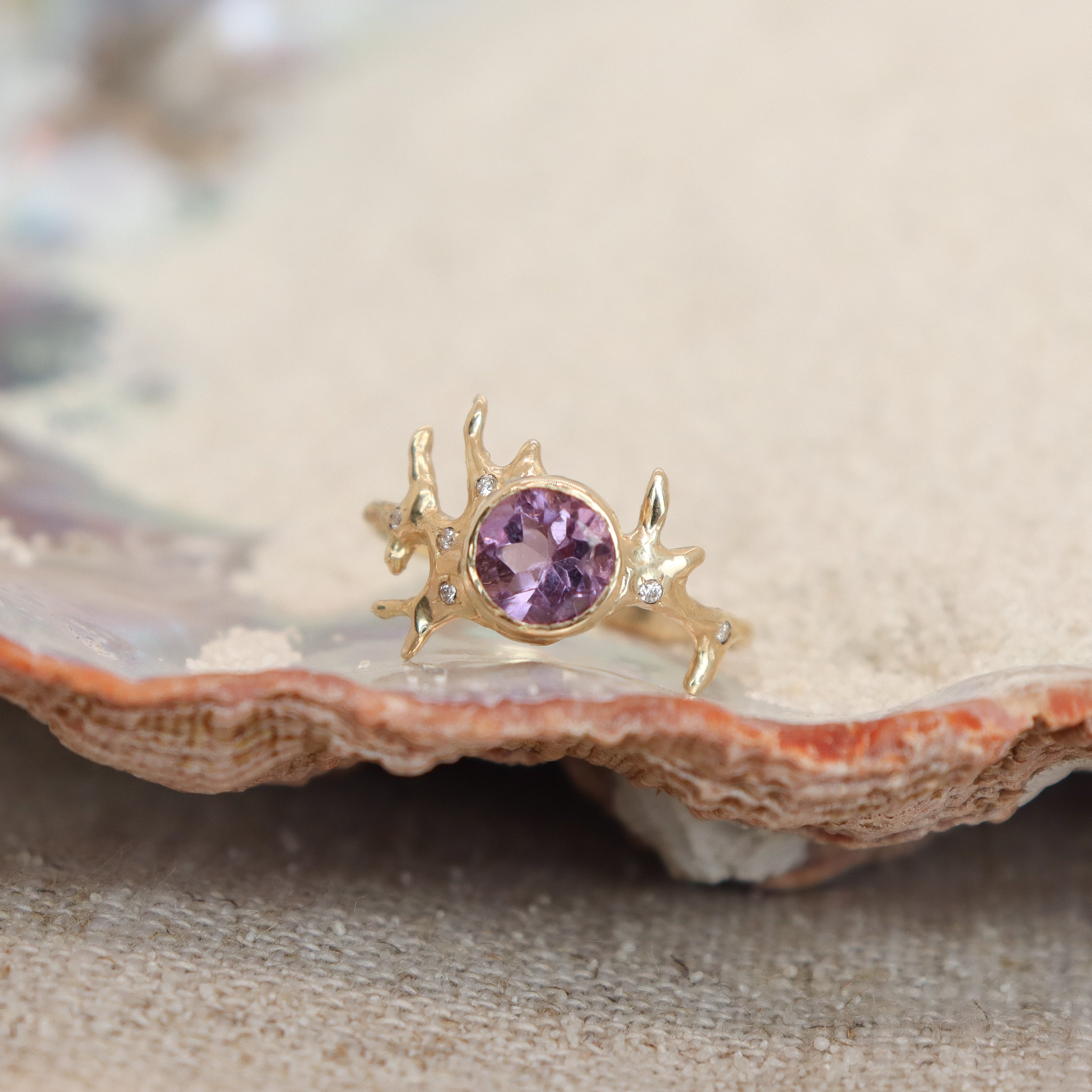 Coral Reef Ring | Amethyst, Diamonds, 14k Gold