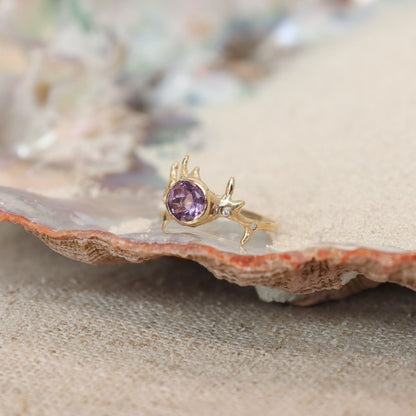 Coral Reef Ring | Amethyst, Diamonds, 14k Gold