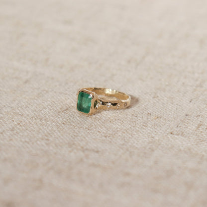 Emerald and Moonstone Ethereal Dream Ring | 14k Gold