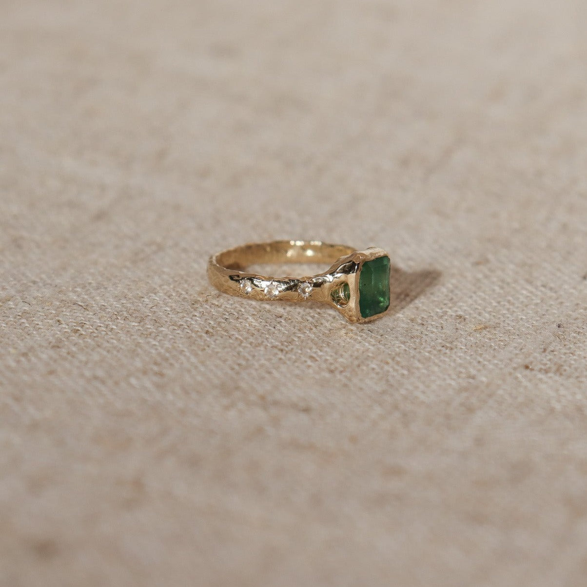 Emerald and Moonstone Ethereal Dream Ring | 14k Gold