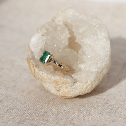 Emerald and Moonstone Ethereal Dream Ring | 14k Gold