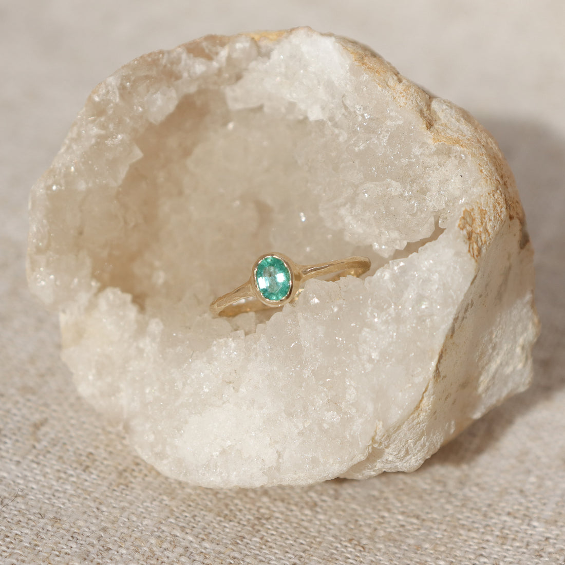 Mini Oval Emerald Ring | Emerald, 14k Gold