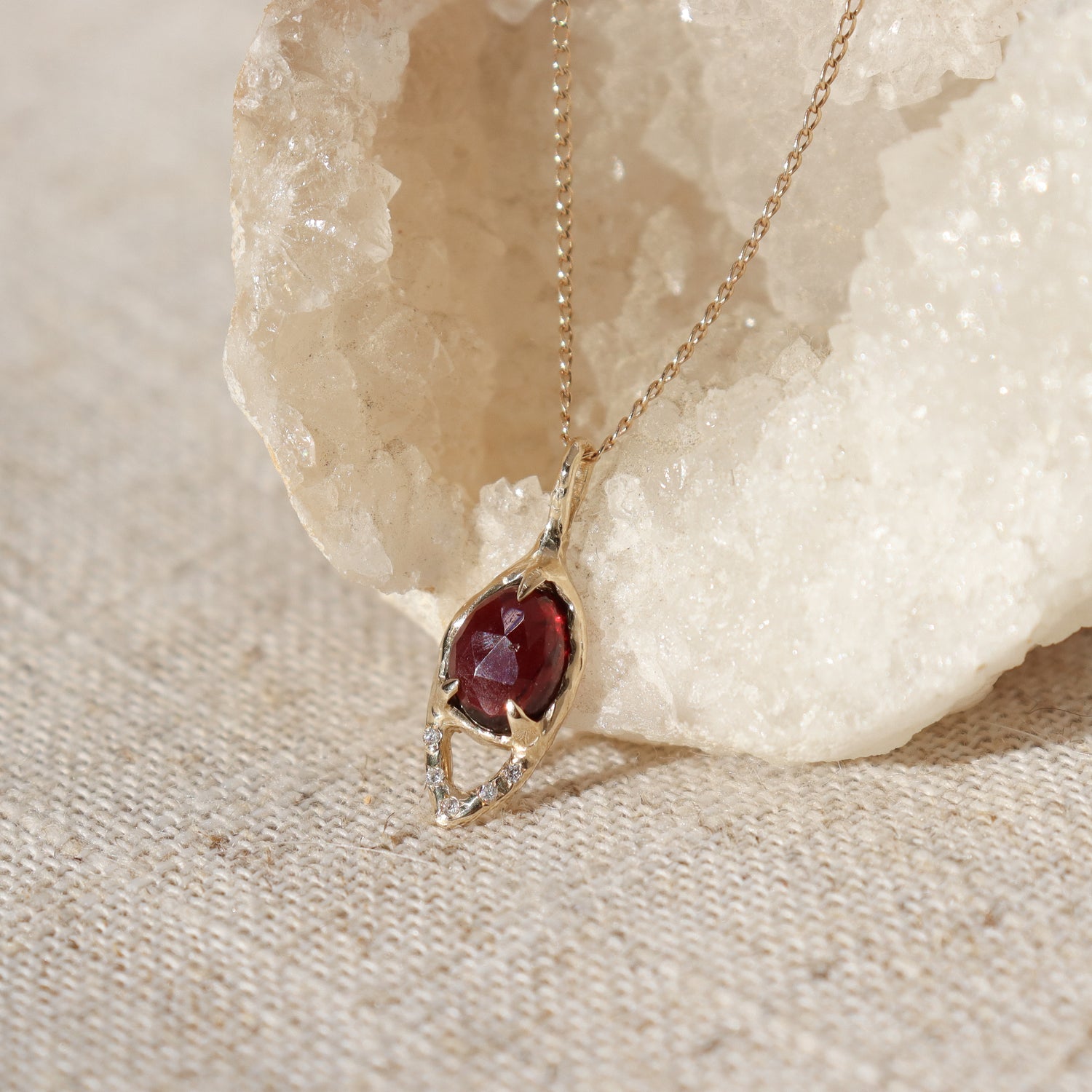 Starlight Pendant | Garnet, Diamonds, 14k Gold