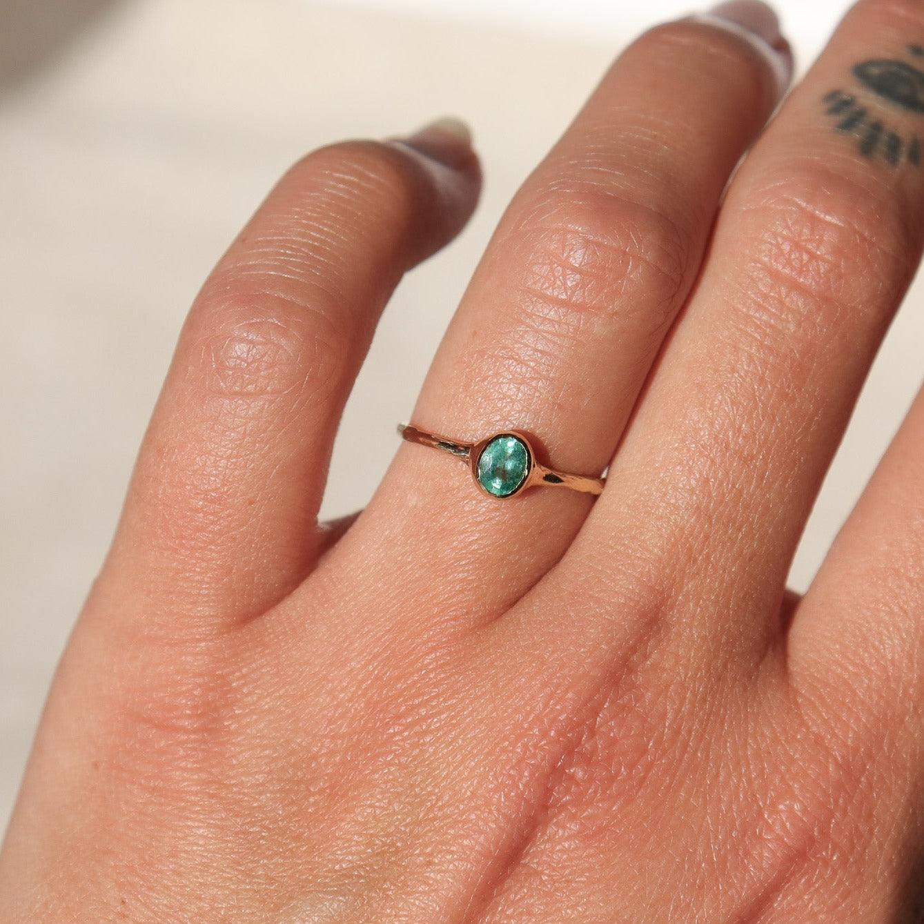 Mini Oval Emerald Ring | Emerald, 14k Gold