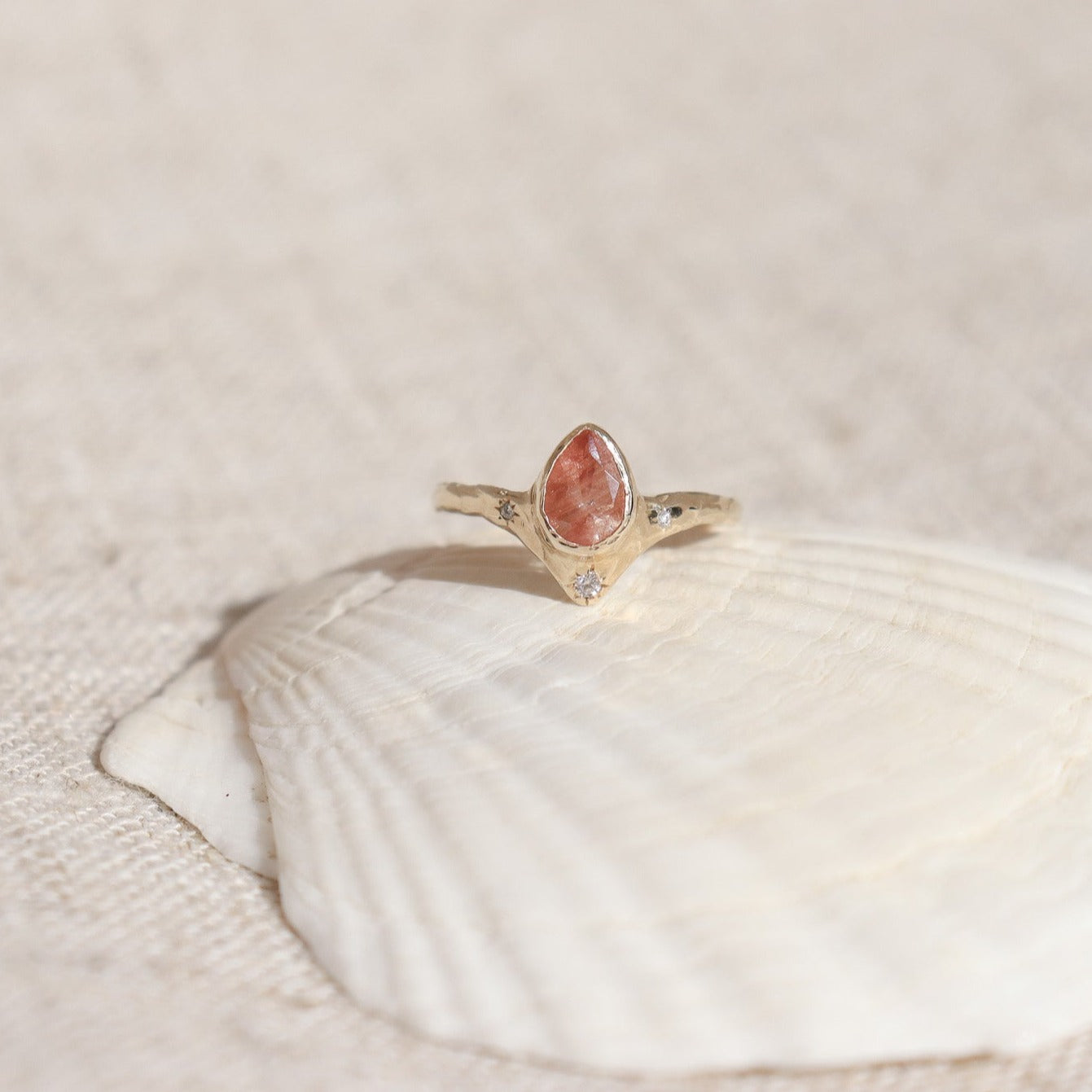 Reign of Light Ring | Sunstone, Diamonds, 14k Gold