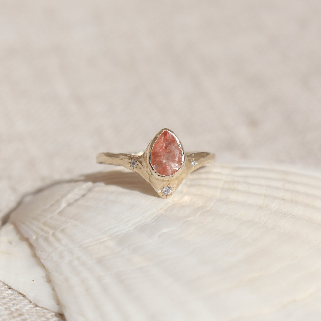 Reign of Light Ring | Sunstone, Diamonds, 14k Gold