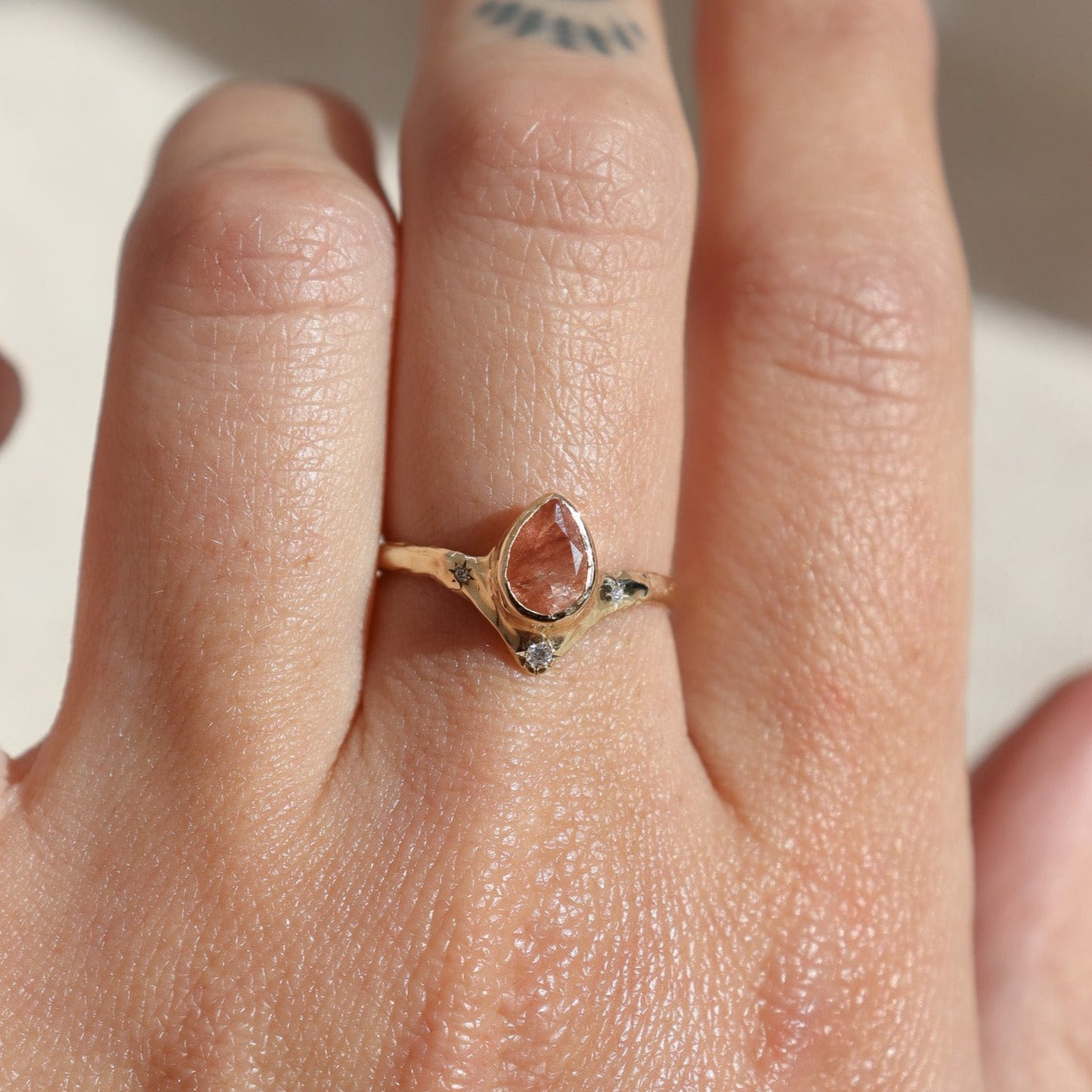 Reign of Light Ring | Sunstone, Diamonds, 14k Gold