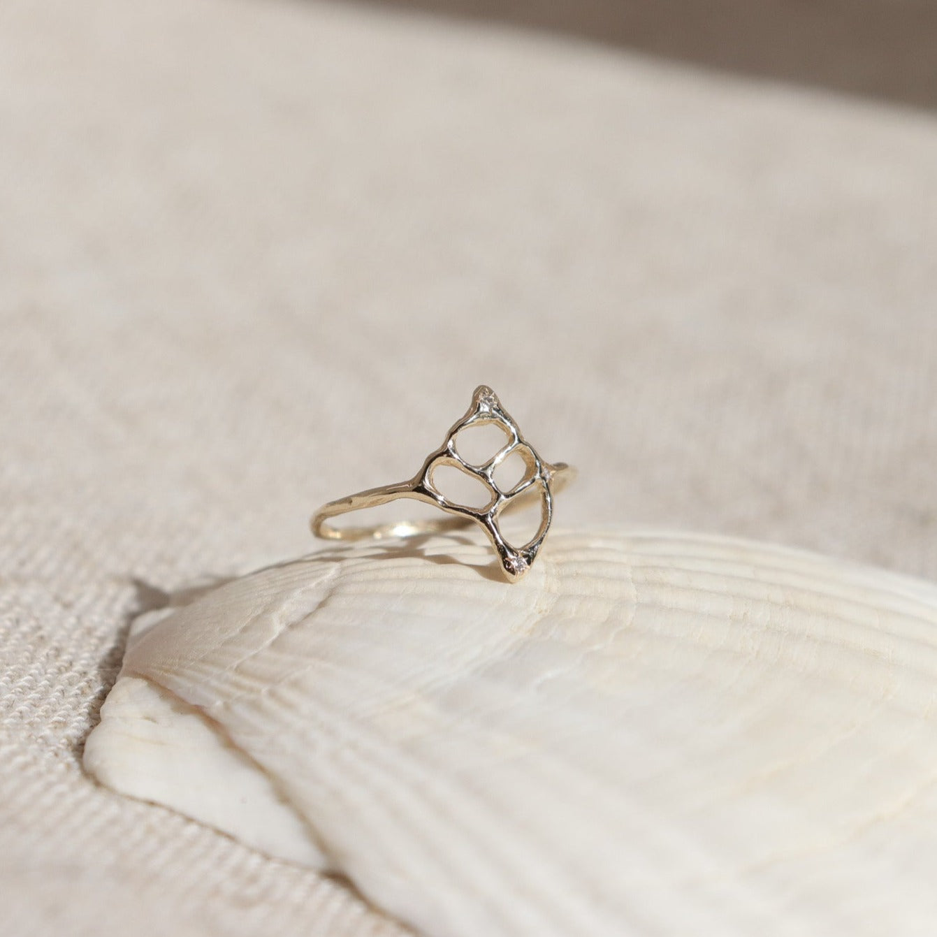 Sacred Sea Ring with Diamonds | 14k Gold, Diamonds