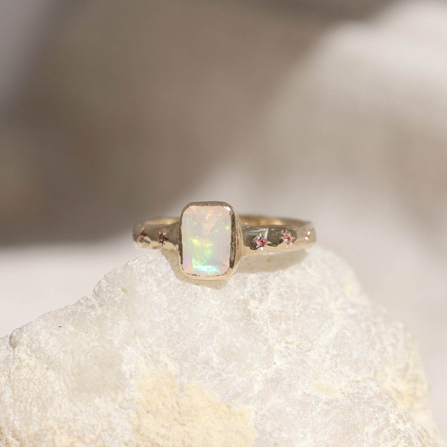 Ethereal Dream Ring | Ethiopian Opal, Ombre Pink Sapphires, 14k Gold