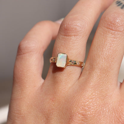 Ethereal Dream Ring | Ethiopian Opal, Ombre Pink Sapphires, 14k Gold