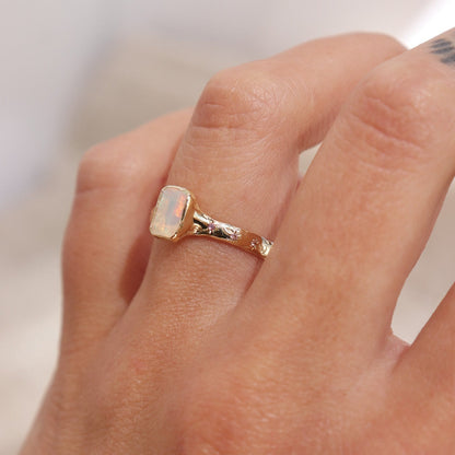 Ethereal Dream Ring | Ethiopian Opal, Ombre Pink Sapphires, 14k Gold