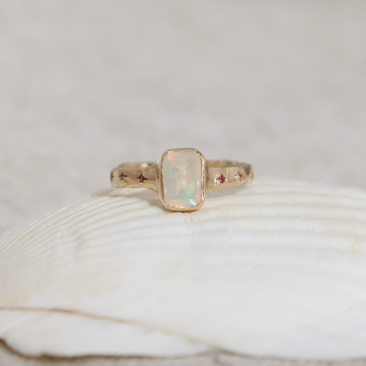 Ethereal Dream Ring | Ethiopian Opal, Ombre Pink Sapphires, 14k Gold