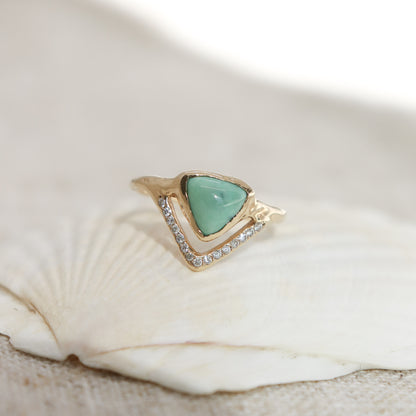 Trillion Variscite with Pave Diamonds | 14k Gold