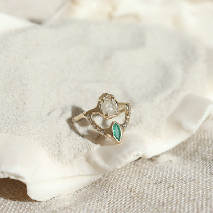 Reflections Ring | Icy Diamond, Emerald, Diamonds, 14k gold