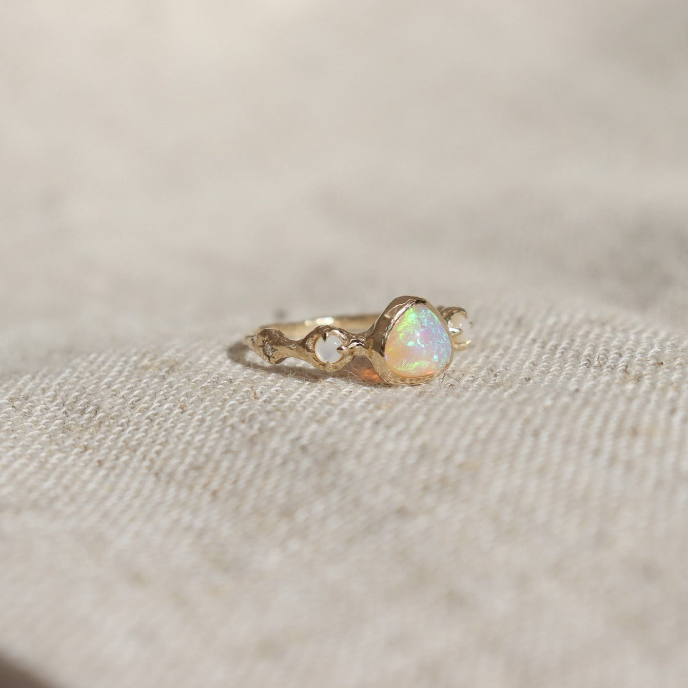 Nerida Ring | Crystal Opal, Diamonds, 14k Gold