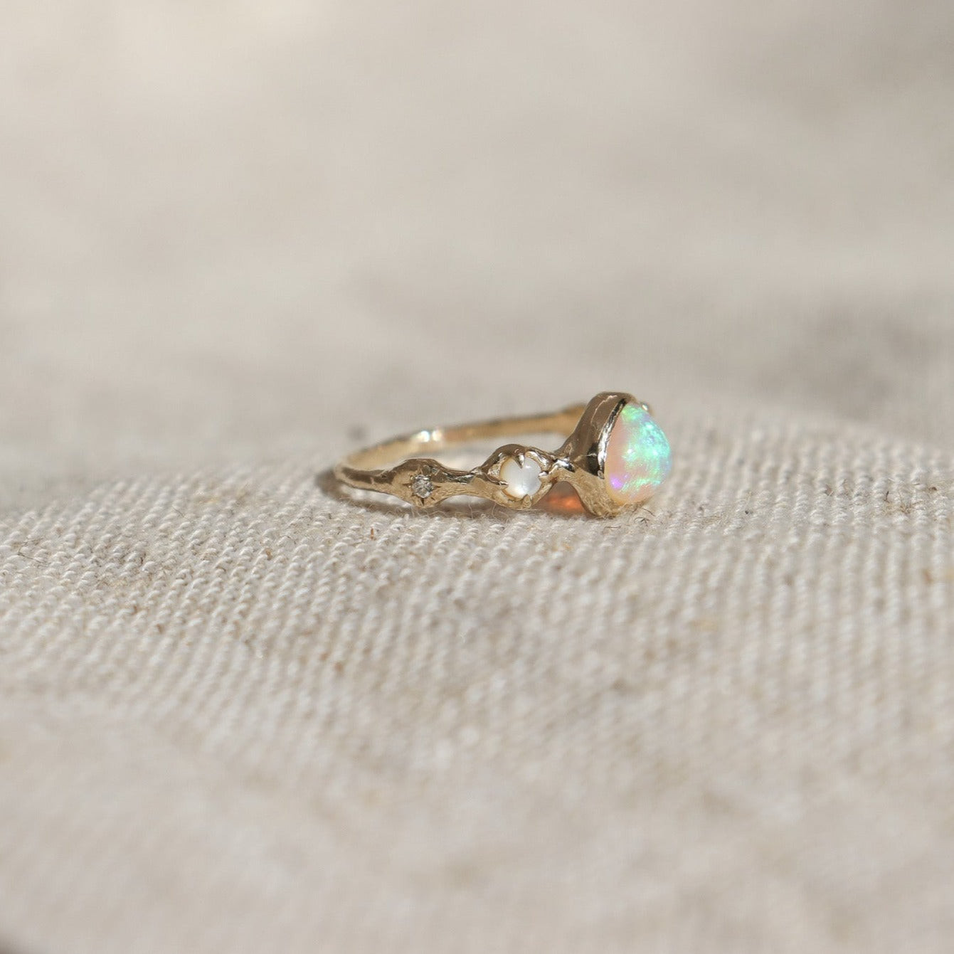 Nerida Ring | Crystal Opal, Diamonds, 14k Gold