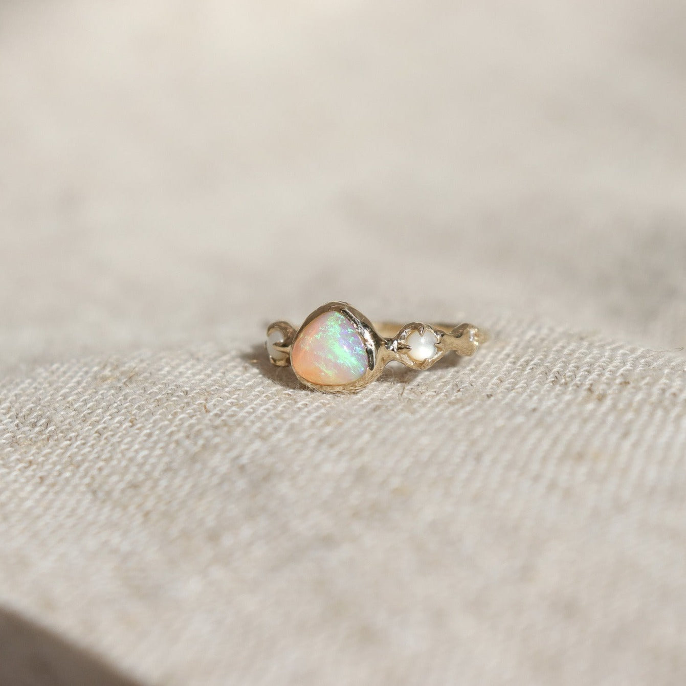 Nerida Ring | Crystal Opal, Diamonds, 14k Gold