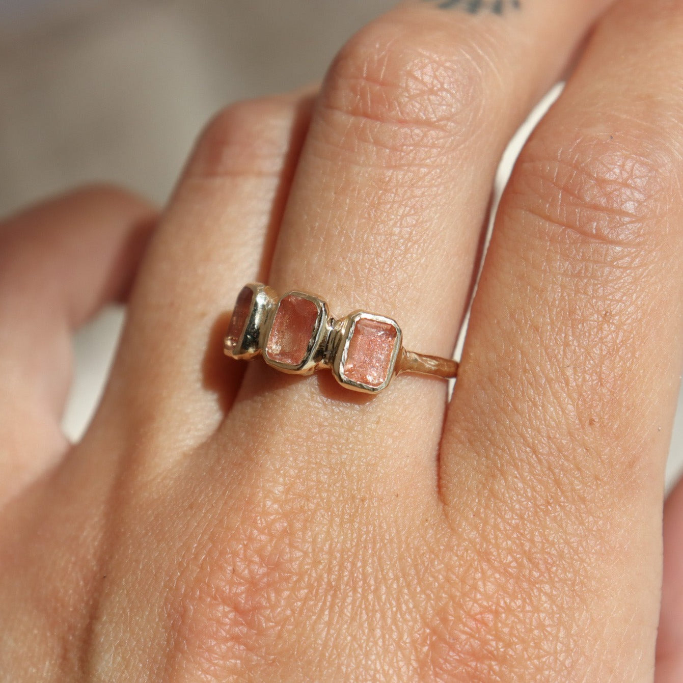 Trio Ring | Oregon Sunstone, 14k Gold