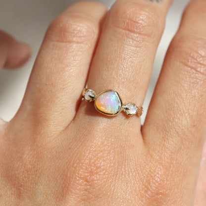 Nerida Ring | Crystal Opal, Diamonds, 14k Gold