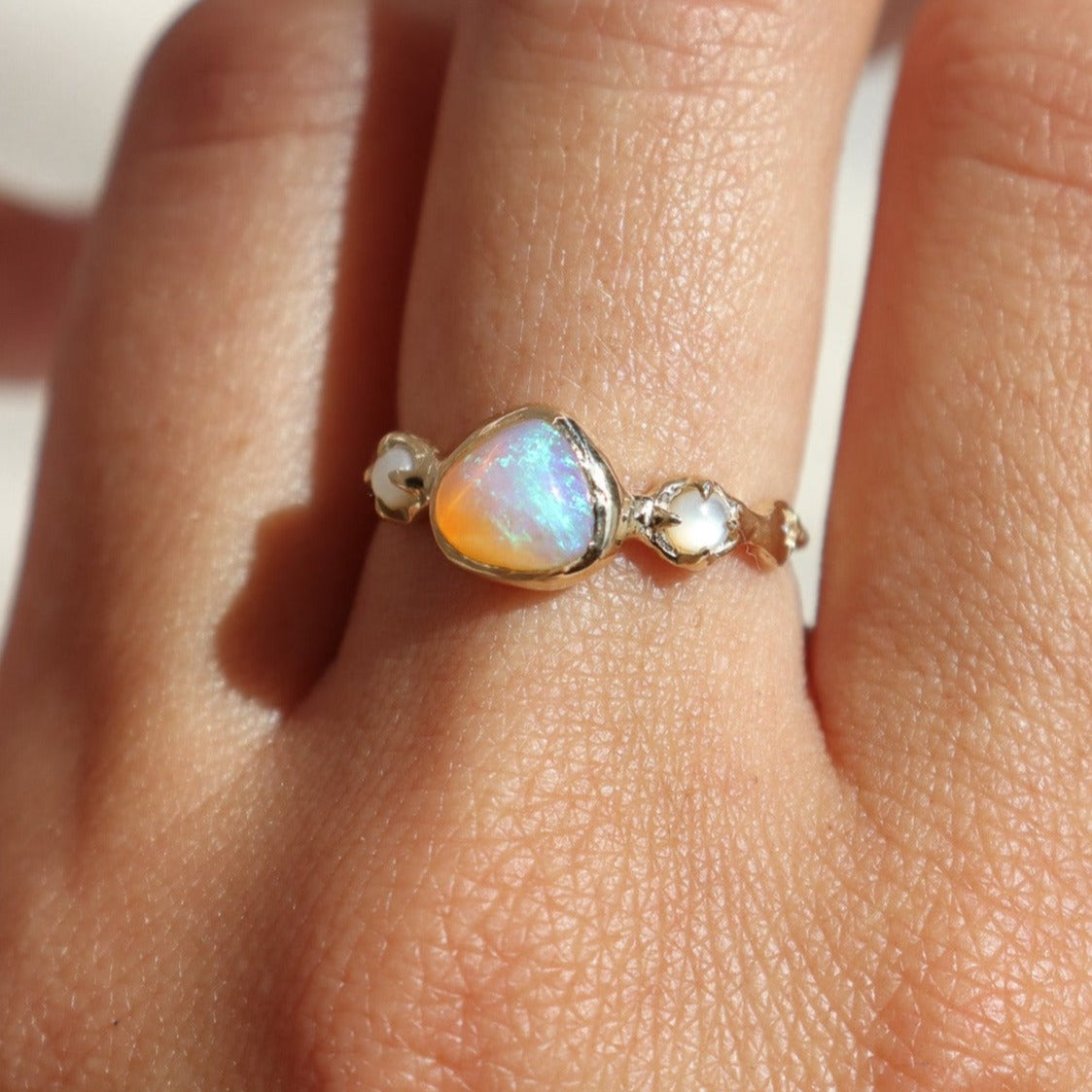 Nerida Ring | Crystal Opal, Diamonds, 14k Gold