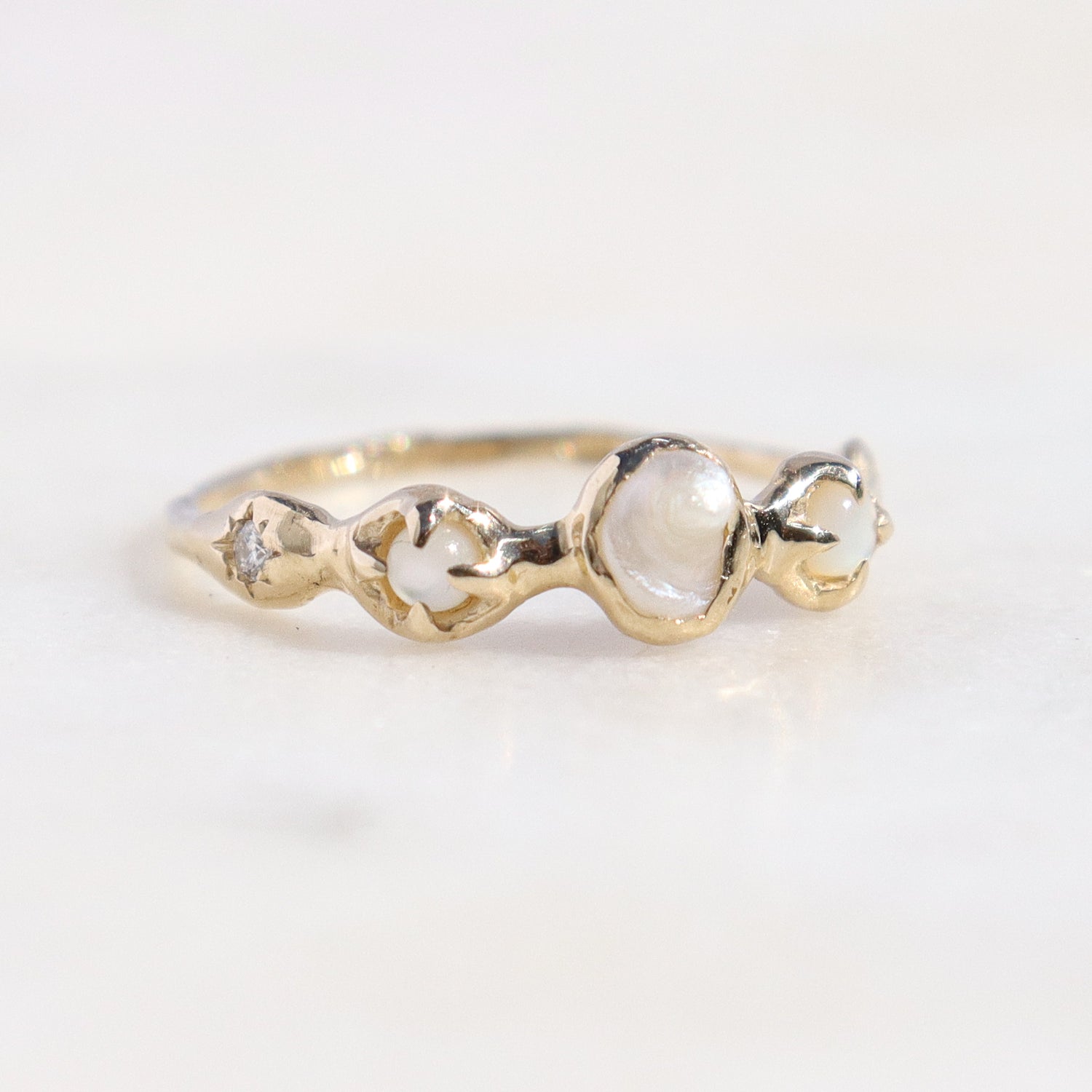Nerida Ring | Pearl, MOP, Diamonds 14k Gold