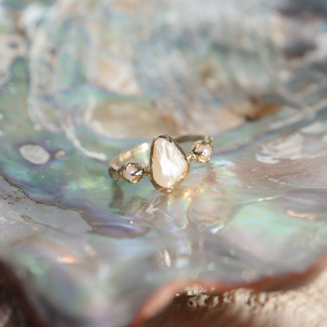 Nerida Ring | Pearls, Diamonds 14k Gold