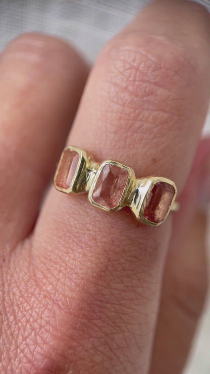 Trio Ring | Oregon Sunstone, 14k Gold