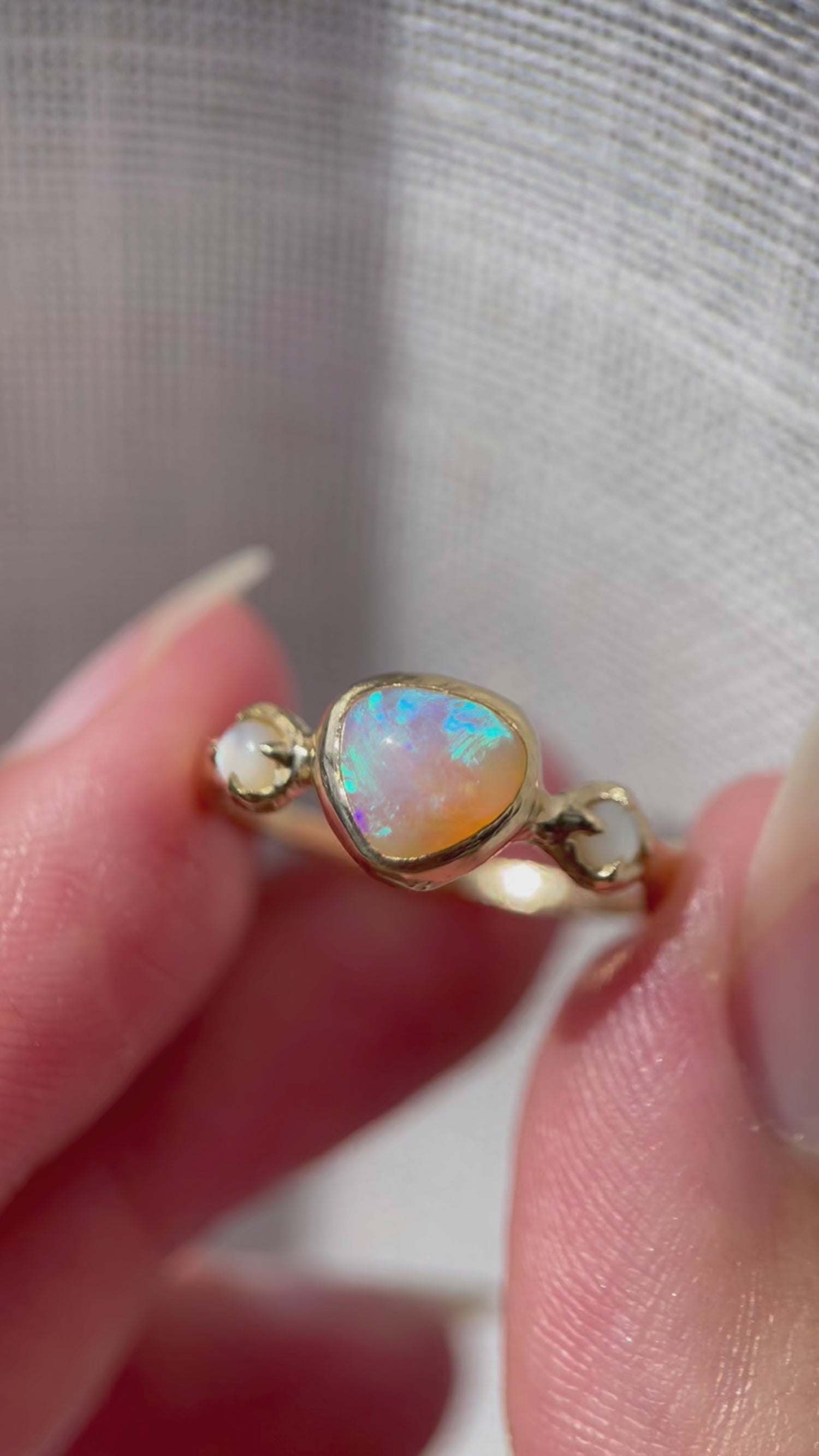 Nerida Ring | Crystal Opal, Diamonds, 14k Gold