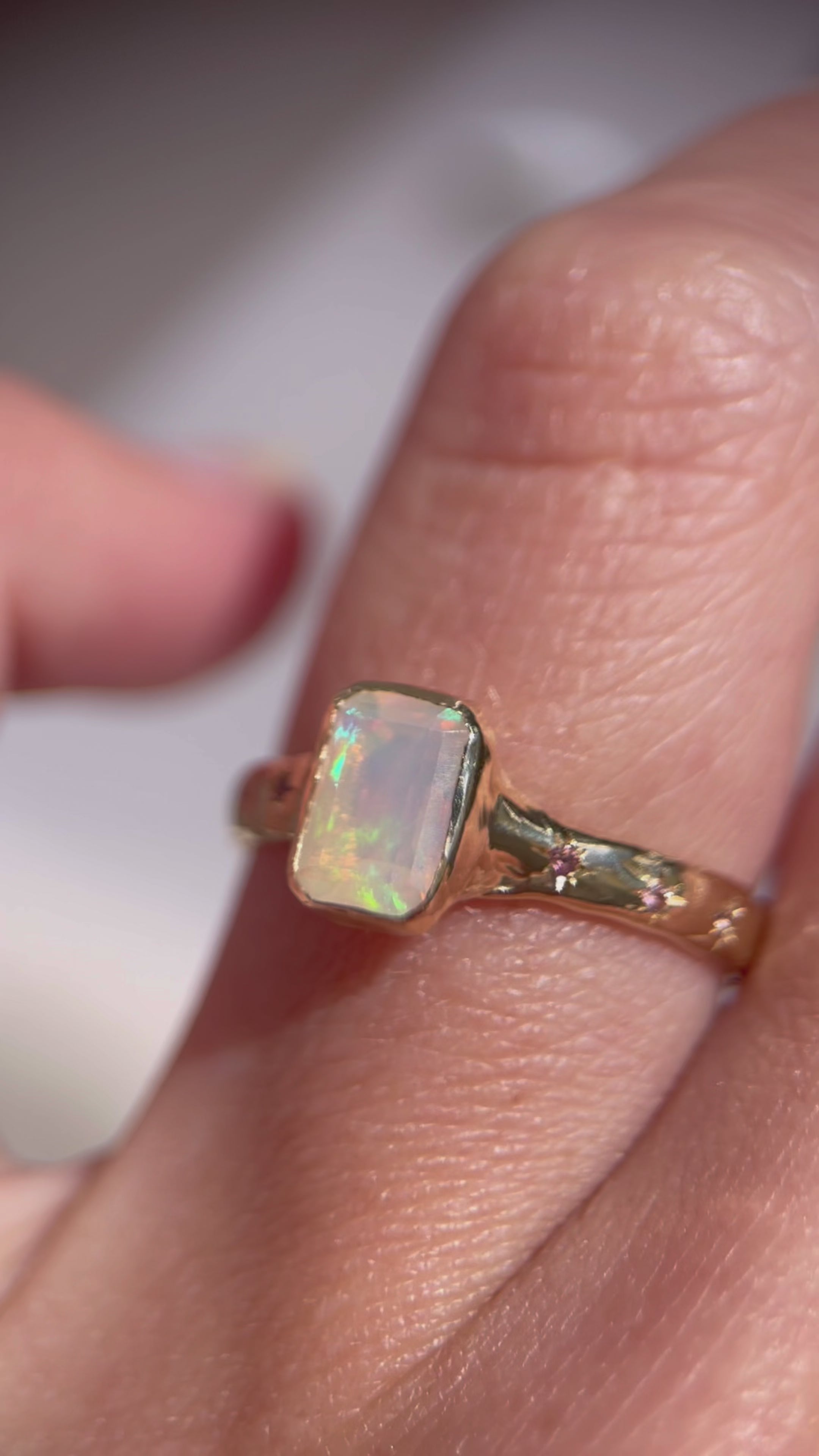 Ethereal Dream Ring | Ethiopian Opal, Ombre Pink Sapphires, 14k Gold