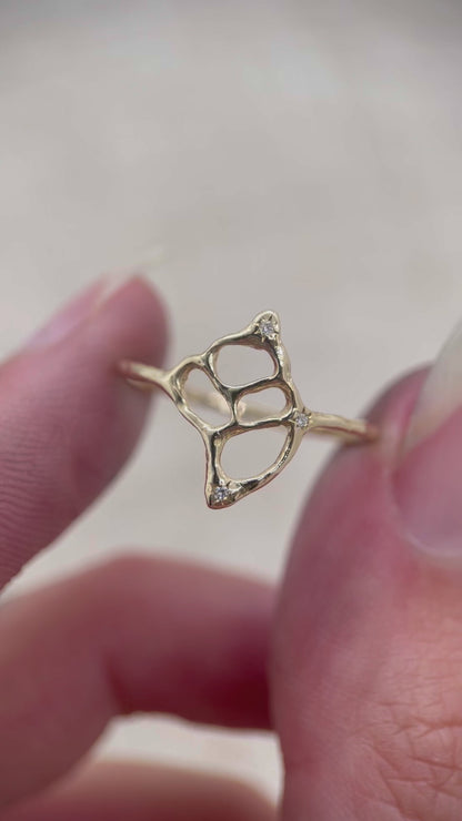 The Sacred Sea | 14k Gold Conch Shell Ring with Diamonds