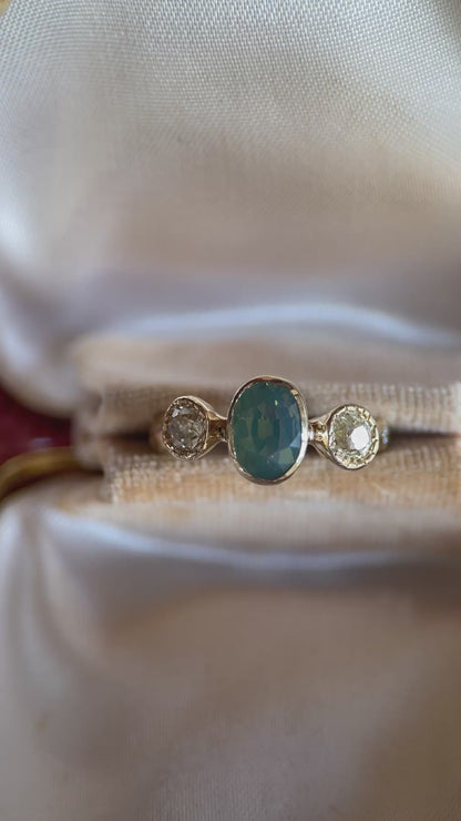 Naiad Ring | Australian Sapphire, Old Mine Diamonds, Diamonds, 14k Gold