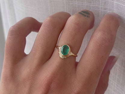 North Star Ring | Emerald and Diamonds, 14k Gold