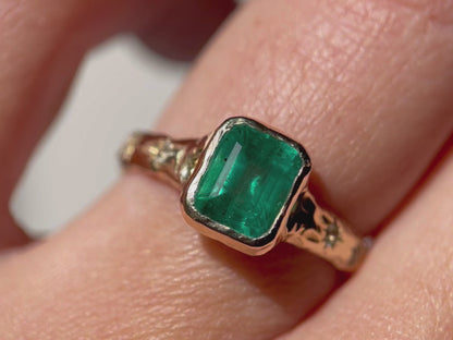 Emerald and Moonstone Ethereal Dream Ring | 14k Gold