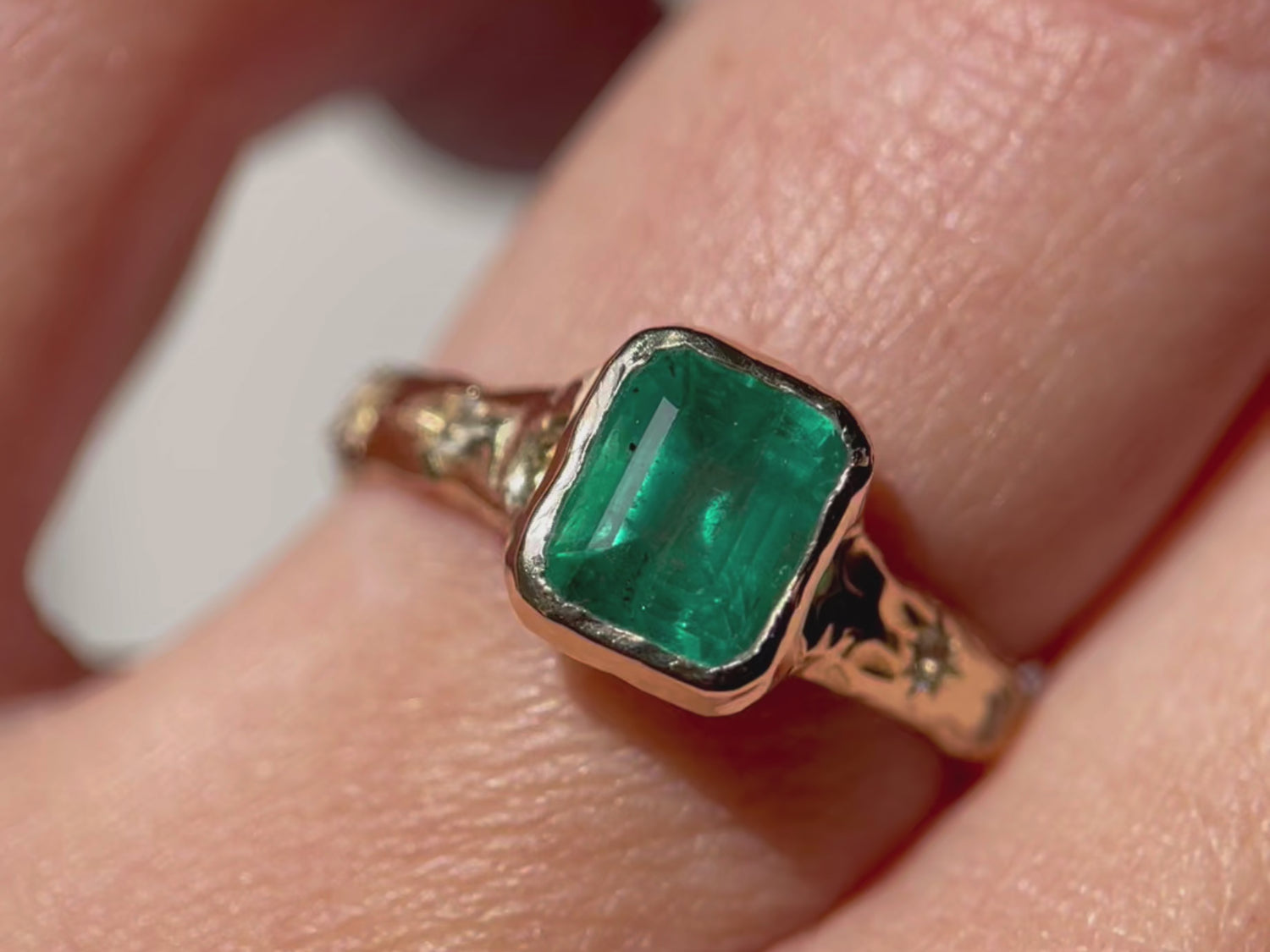 Emerald and Moonstone Ethereal Dream Ring | 14k Gold