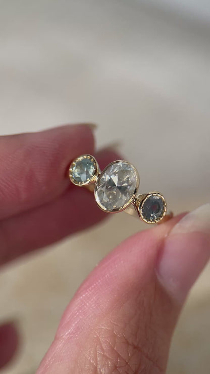 Naiad Ring | Icy Diamond, Montana Sapphires, Diamonds, 14k Gold